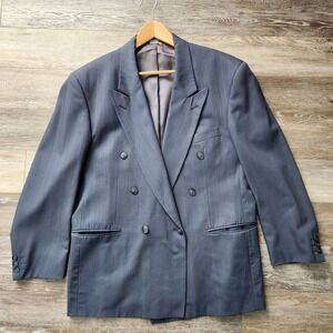 Vintage Wool Blazer Mens XL Shoulder Pads 80s Gray‎ Suit Jacket Made In Canada